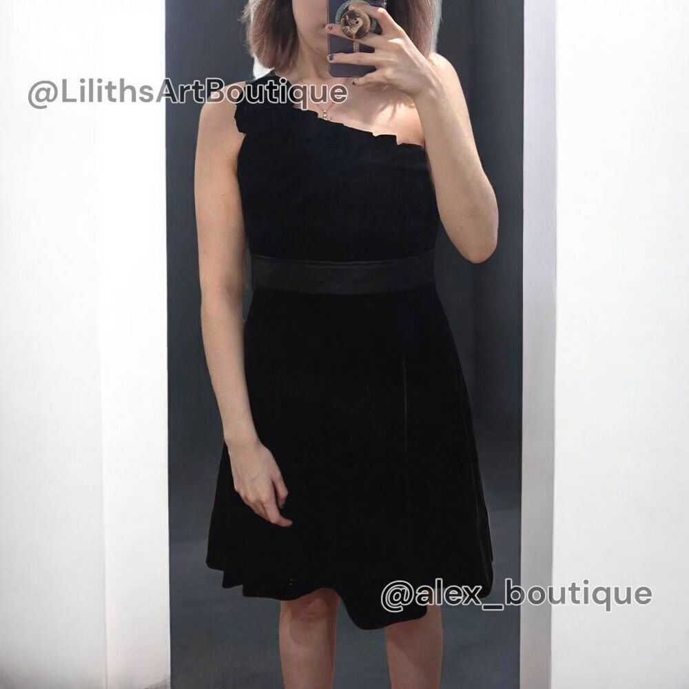 Phoebe Couture One-shoulder Velvet Cocktail Dress(C042)-Size 10 for Women